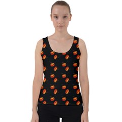 Kawaii Pumpkin Black Velvet Tank Top by snowwhitegirl