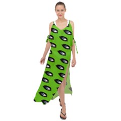 Eyes Green Maxi Chiffon Cover Up Dress by snowwhitegirl