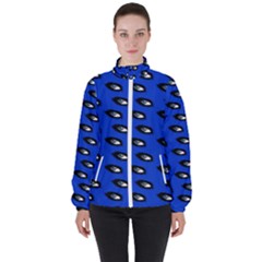 Eyes Blue High Neck Windbreaker (women)