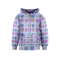 Valentine Hearts Blue Kids  Zipper Hoodie by snowwhitegirl