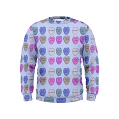 Valentine Hearts Blue Kids  Sweatshirt by snowwhitegirl