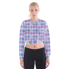 Valentine Hearts Blue Cropped Sweatshirt by snowwhitegirl