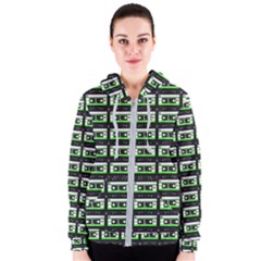 Green Cassette Women s Zipper Hoodie by snowwhitegirl