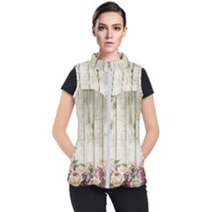 Floral Wood Wall Women s Puffer Vest by snowwhitegirl