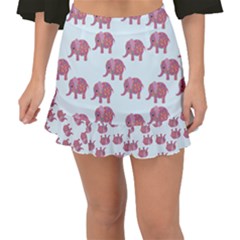 Pink Flower Elephant Fishtail Mini Chiffon Skirt by snowwhitegirl