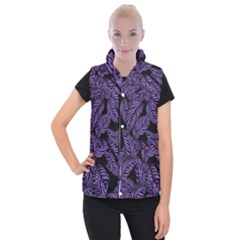 Tropical Leaves Purple Women s Button Up Vest by snowwhitegirl