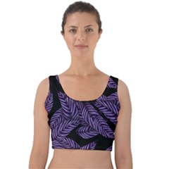 Tropical Leaves Purple Velvet Crop Top