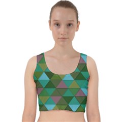 Green Geometric Velvet Racer Back Crop Top