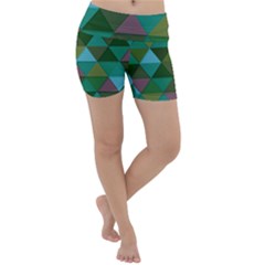 Green Geometric Lightweight Velour Yoga Shorts