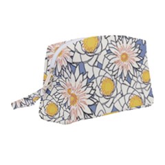 Vintage White Flowers Wristlet Pouch Bag (medium)