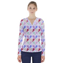 Colorful Cherubs White V-neck Long Sleeve Top by snowwhitegirl