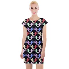 Colorful Cherubs Black Cap Sleeve Bodycon Dress