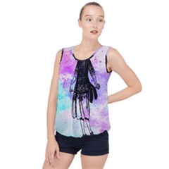 Vintage Girl Abstract Watercolor Bubble Hem Chiffon Tank Top