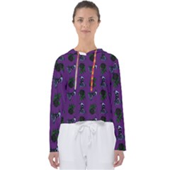 Gothic Girl Rose Purple Pattern Women s Slouchy Sweat