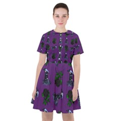 Gothic Girl Rose Purple Pattern Sailor Dress