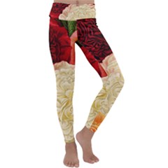 Vintage Carnation Flowers Kids  Lightweight Velour Classic Yoga Leggings