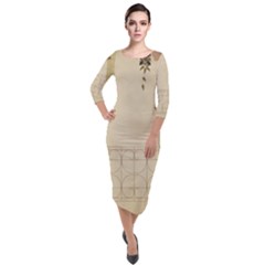 Flapper Lady Vintage Quarter Sleeve Midi Velour Bodycon Dress