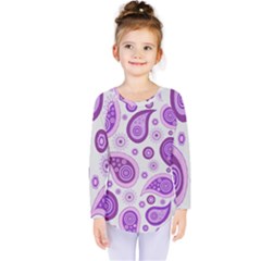 Retro Paisley Purple Kids  Long Sleeve Tee