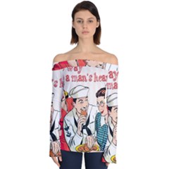 Retro Sailor Eating Cookie Off Shoulder Long Sleeve Top by snowwhitegirl