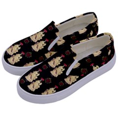 Victorian Skeleton Black Kids  Canvas Slip Ons