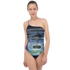 Spaceship Interior Stage Design Classic One Shoulder Swimsuit by Pakrebo