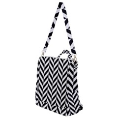 Black And White Herringbone Crossbody Backpack