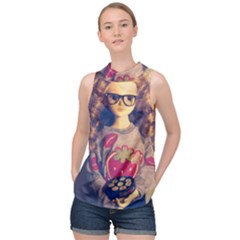 Eating Sushi High Neck Satin Top by snowwhitegirl