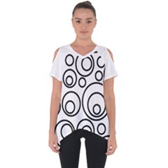 Abstract Black On White Circles Design Cut Out Side Drop Tee by LoolyElzayat