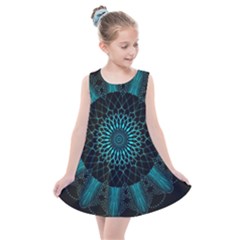 Ornament District Turquoise Kids  Summer Dress by Pakrebo