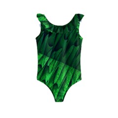 Fractal Rendering Background Green Kids  Frill Swimsuit