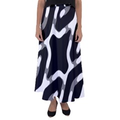 Giant Bold Dark Geometric Print Flared Maxi Skirt