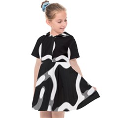 Giant Bold Dark Geometric Print Kids  Sailor Dress