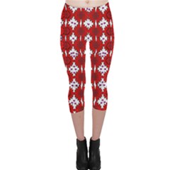 Happy Walls Of Flowers And Hearts Capri Leggings  by pepitasart