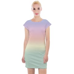 Balmy Pastel Seashore Cap Sleeve Bodycon Dress