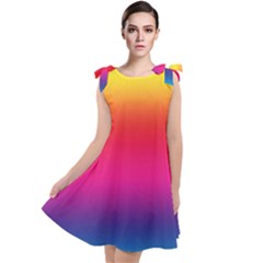 Neon Bright Rainbow Tie Up Tunic Dress