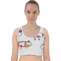 Children Children Drawing Flock Velvet Racer Back Crop Top