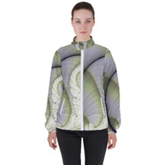 Graphic Fractal Eddy Curlicue Leaf High Neck Windbreaker (women)