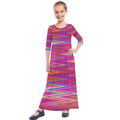 Seamless Digital Tile Texture Kids  Quarter Sleeve Maxi Dress