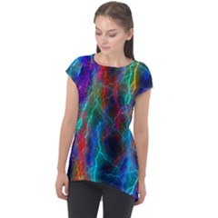 Wizzard Flashes Pattern Abstract Cap Sleeve High Low Top