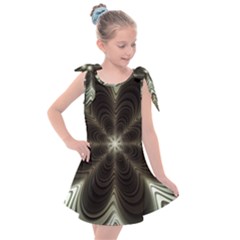 Fractal Silver Waves Texture Kids  Tie Up Tunic Dress