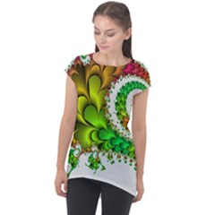 Fractal Abstract Aesthetic Pattern Cap Sleeve High Low Top