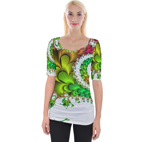 Fractal Abstract Aesthetic Pattern Wide Neckline Tee by Pakrebo