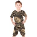 Fractal Bones Cave Fossil Render Kids  Tee and Shorts Set View1