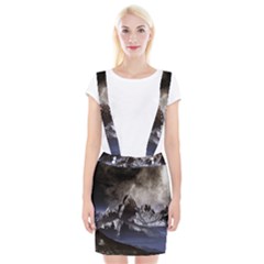 Mountains Moon Earth Space Braces Suspender Skirt