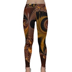 Fractal Brown Golden Intensive Classic Yoga Leggings by Pakrebo