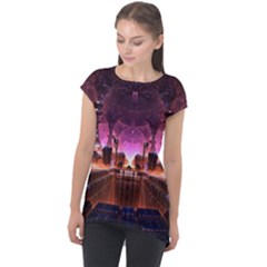 Fractal Mandelbulb 3d Cap Sleeve High Low Top