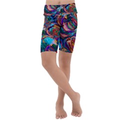 Seamless Abstract Colorful Tile Kids  Lightweight Velour Cropped Yoga Leggings by Pakrebo