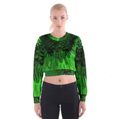 Fractal Rendering Background Green Cropped Sweatshirt by Pakrebo