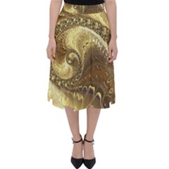 Fractal Golden Background Aesthetic Classic Midi Skirt by Pakrebo