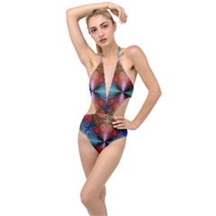 Fractal Fractal Background Design Plunging Cut Out Swimsuit